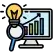 Thorough Research icon - magnifying glass with data chart